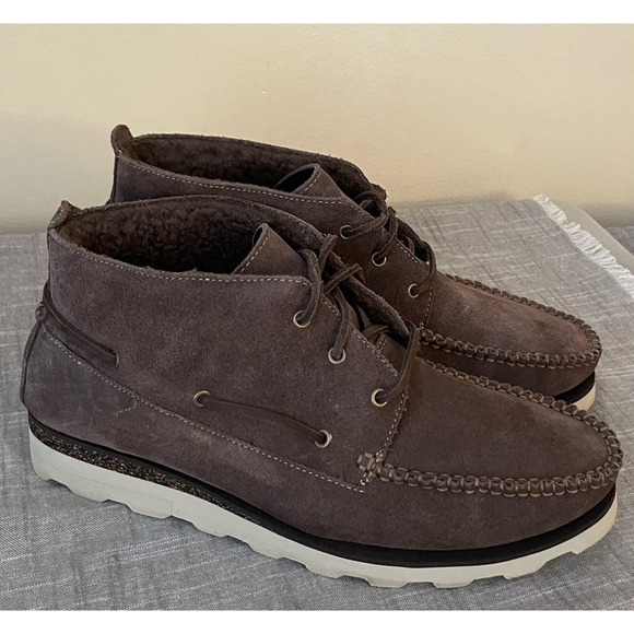 Nwt CLARK Dakin Deck Mens 10.5 Mushroom Beige Wool Lined Leather Boots main image 4